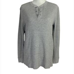 Croft & Barrow Grey Vented Henley Shirt Size M